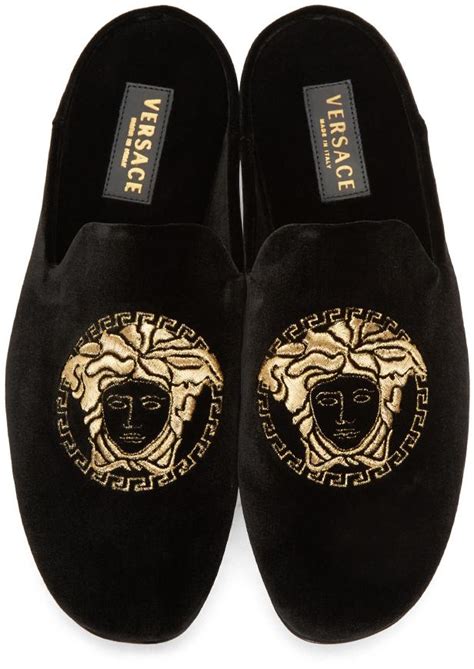 versace mens slip ons|versace black label slippers.